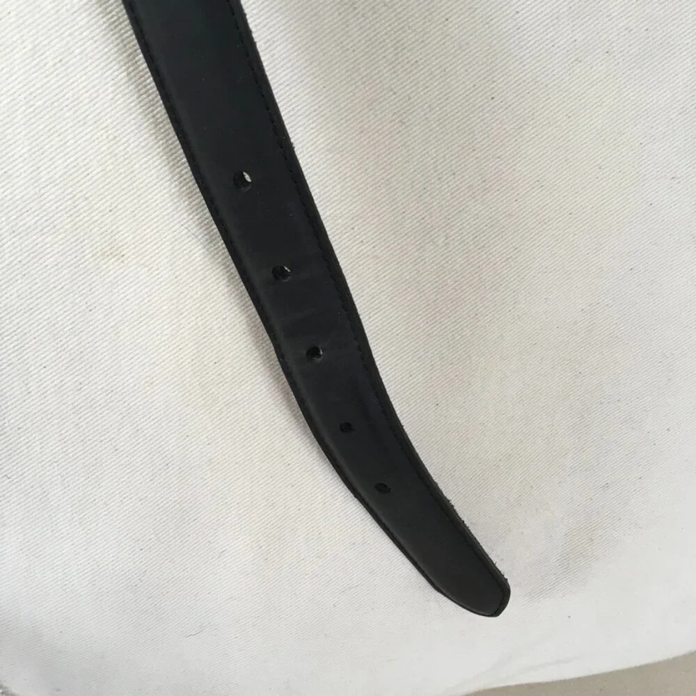 Top Grain Black Leather Belt Brass Buckle